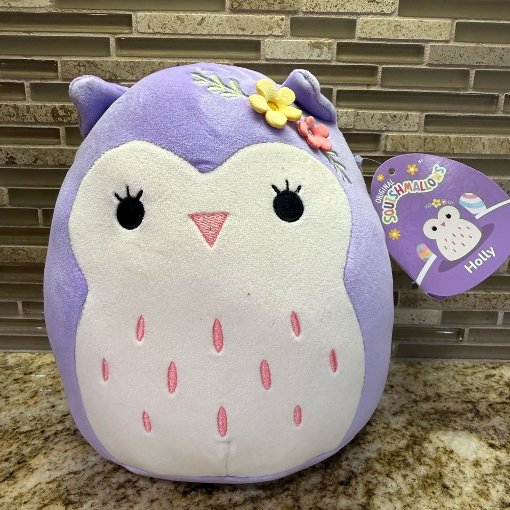 Squishmallows Lavender and White Owl Plush- 8” Holly